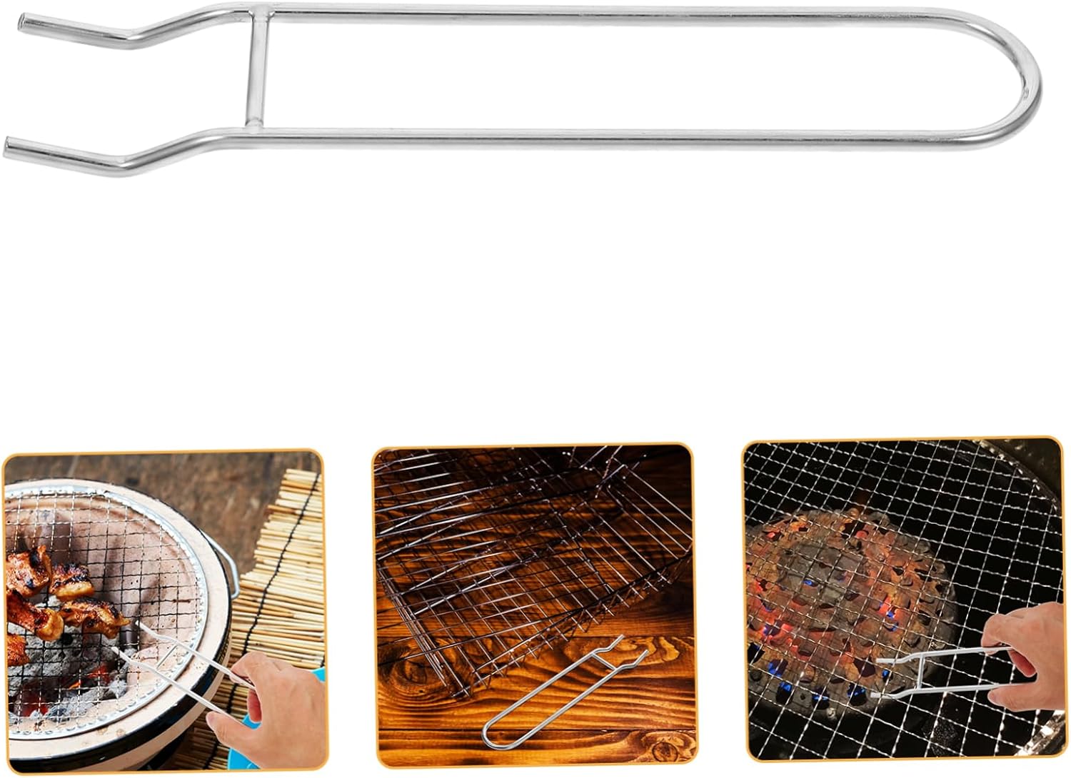 Grill Grate Lifter Gripper Stainless Steel for Charcoal and Gas Xmas