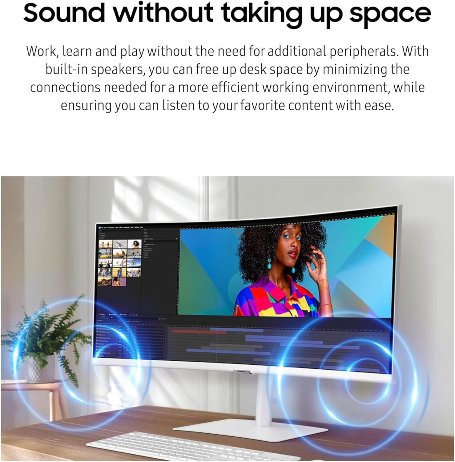 Samsung 34" ViewFinity S65TC Ultra-WQHD 100Hz AMD FreeSync HDR10 Curved Monitor Bundle with Tech Smart USA Elite Suite 18 Standard Editing Software Bundle + 2 Year CPS Enhanced Protection Pack