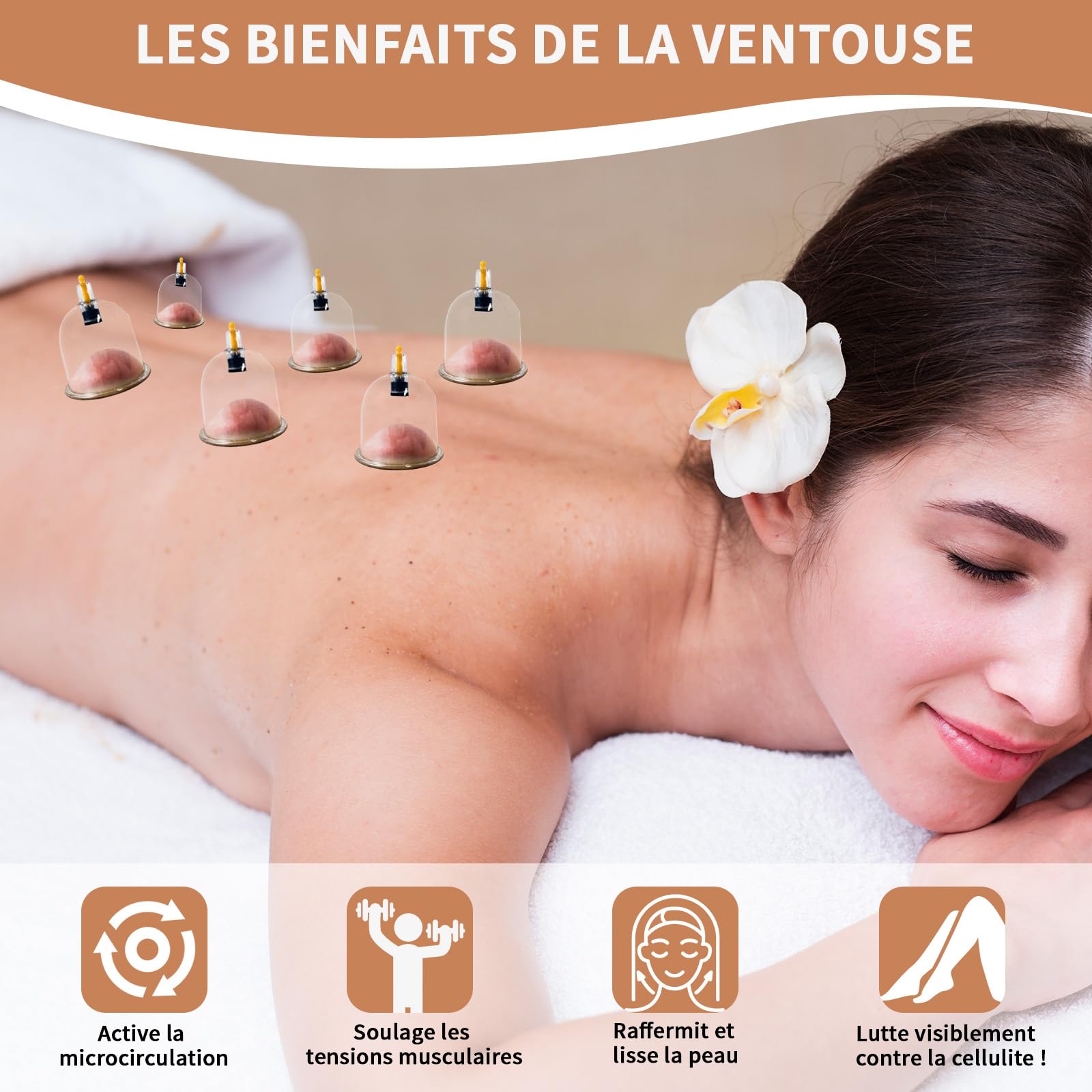 Kit de 18 Ventouses Thérapeutiques, ventouse massage anti-cellulite et relaxation musculaire，ventouse hijama comprenant aiguilles d'acupression amovibles, pompe à vide, tuyau d'extension