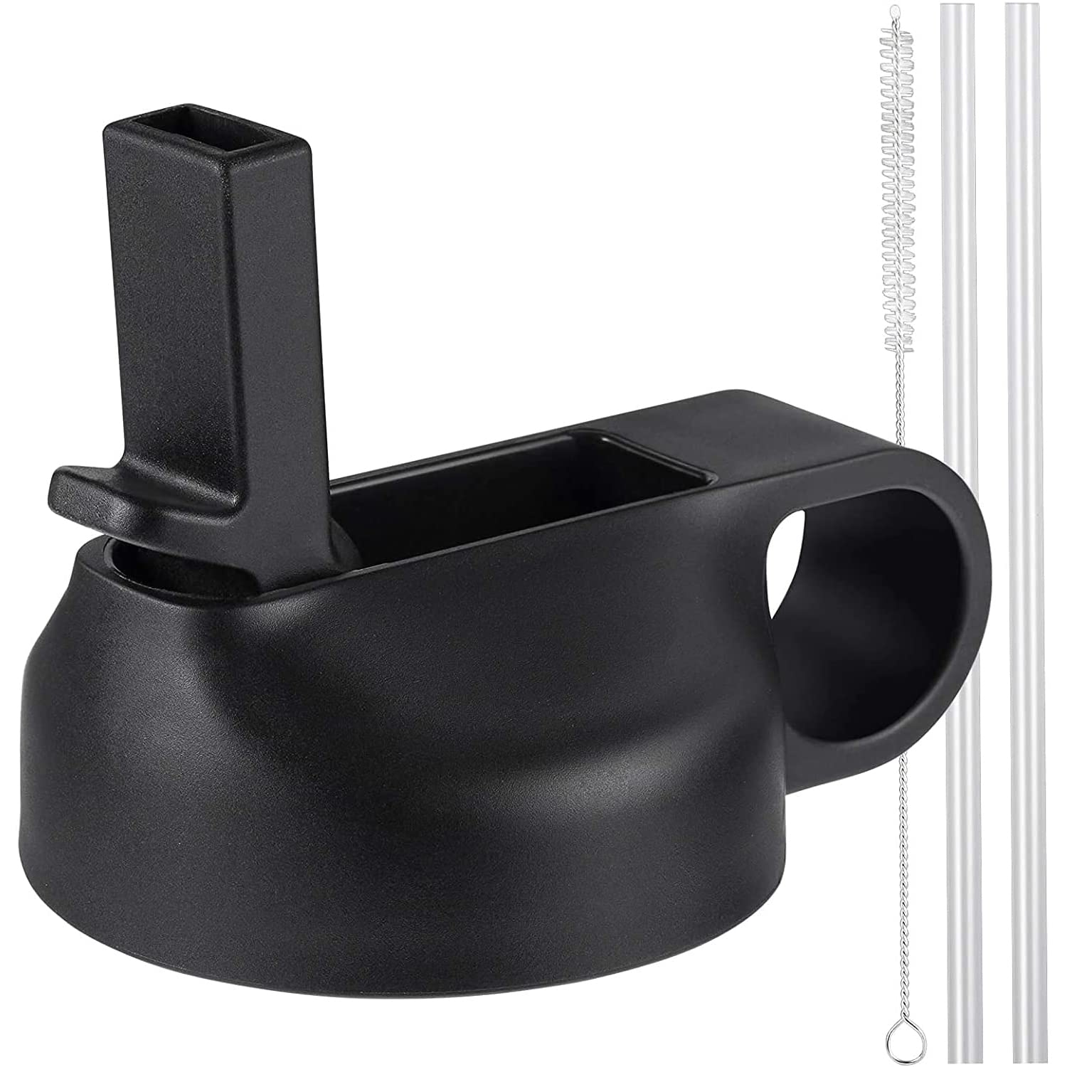 Straw lid for Wide Mouth, Water Bottle Lid Replacement with 2 Long Straws and 1 Cleaning Brushes, Wide Mouth Straw Lid Compatible with Most Sports Water Bottles with a Mouth Size of 5.5 cm
