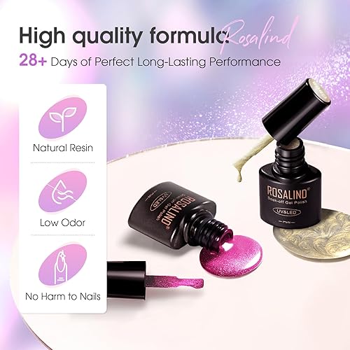 Miniatura 4 de ROSALIND Juego de 6 esmaltes de uñas de gel rosa, colores de esmalte de gel rosa suave, esmalte de uñas de la serie rosa, esmalte de uñas de gel