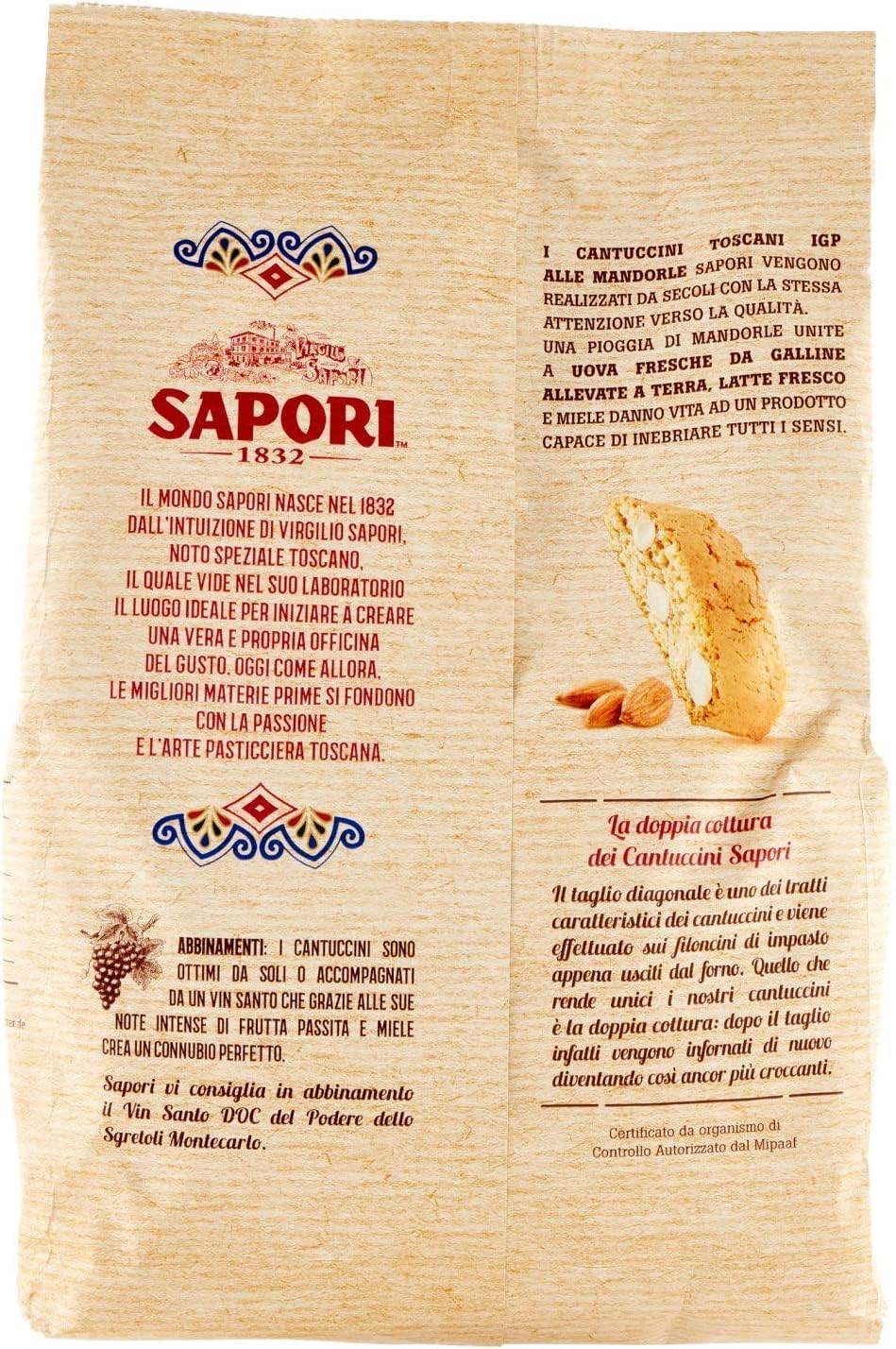3X Sapori Cantuccini Toscani IGP alle Mandorle Maxi Confezione da 600g [CAIYA® BOX da 3 Confezioni]