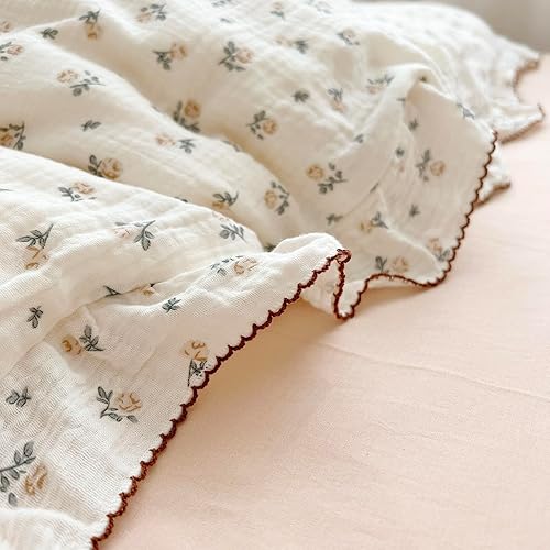 Miniatura 6 de BuLuTu Funda de almohada de muselina de algodón para niños pequeños con bonitas flores de begonia, súper suave, funda de almohada para cuna, para