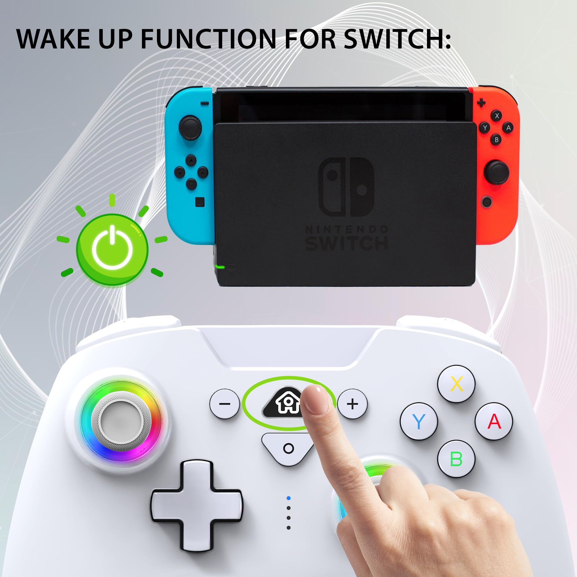 SUBSONIC - Joystick Senza Fili per Switch/Switch 2 – Wireless Controller Bluetooth con LED, Vibrazione e Giroscopio - Bianco