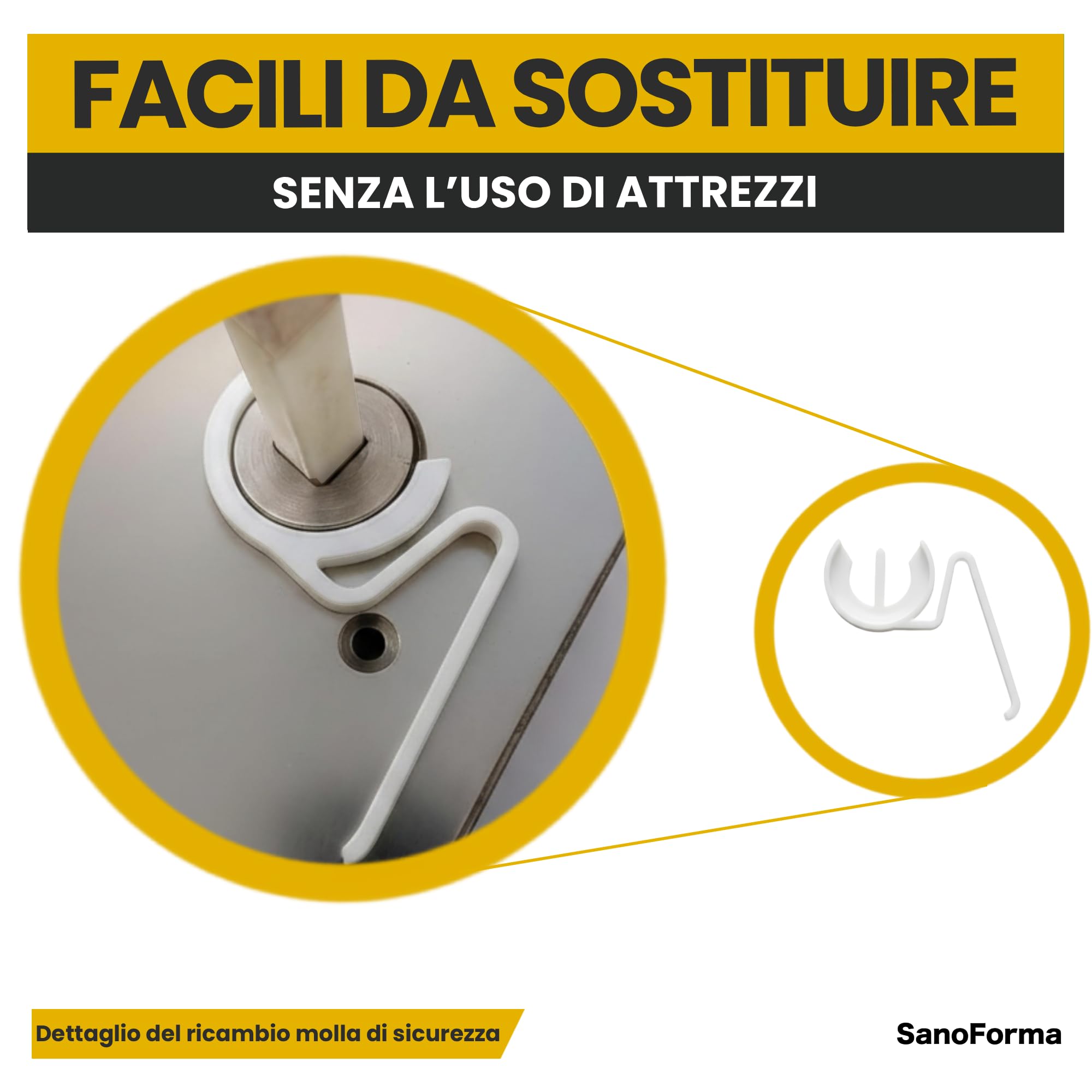 SANOFORMA – Ricambio Molla di Sicurezza Compatibile con Azionamento Geberit 81658091 e 816580931 – Set da 1 pezzo – Componente Affidabile, Lunga Durata e Montaggio Semplificato – Made in Italy