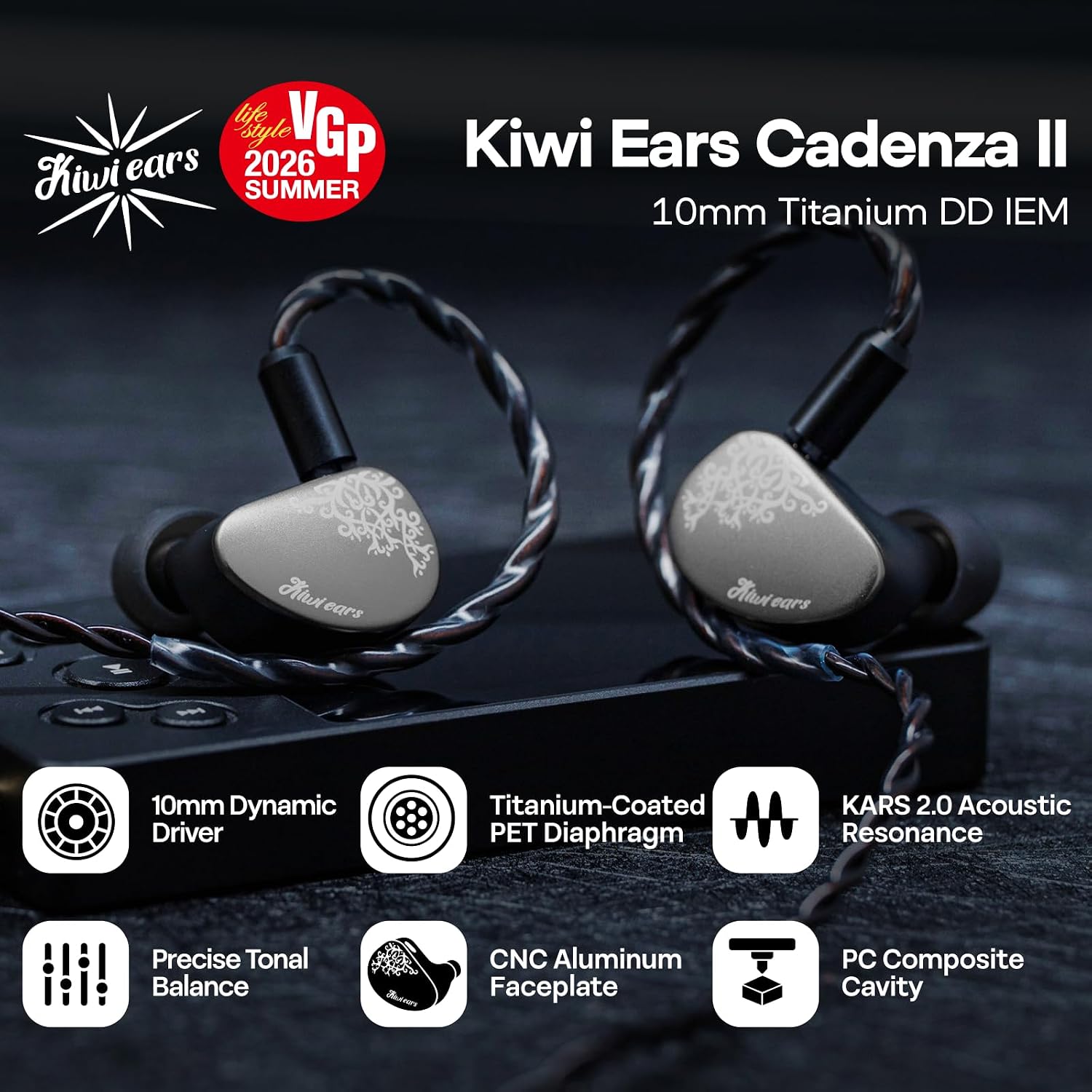 Linsoul Kiwi Ears Cadenza II 10mm Titanium Driver in Ear Monitor IEMs image 2