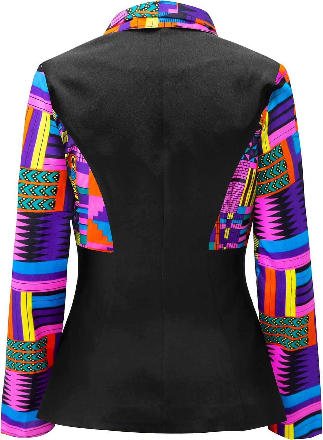 SHENBOLEN Women African Print Coat Notched Lapel Pocket Blazer Jacket - Image 2