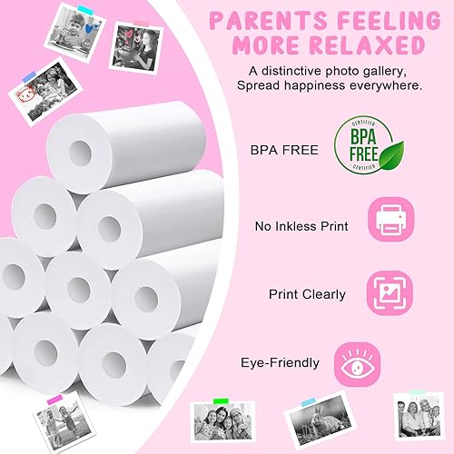 Miniatura 3 de Cámara de impresión instantánea para niños, regalos de cumpleaños de Navidad para edades de 3 a 12 años, pantalla de 2.4 pulgadas, cámara digital