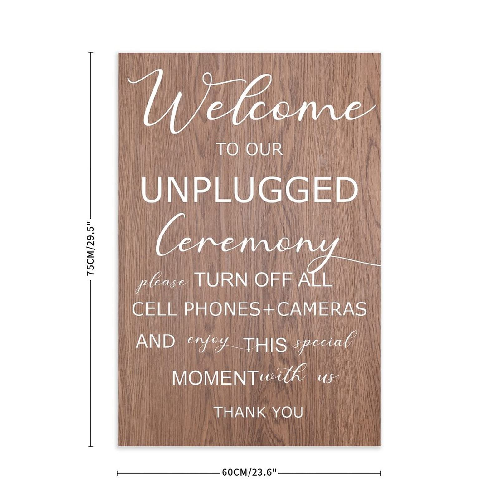 Unplugged Hochzeitsschild – Zeremonieschild – vertikales Hochzeitsschild aus Holz – rustikale Hochzeitsdekoration 76,2 x 50,8 cm