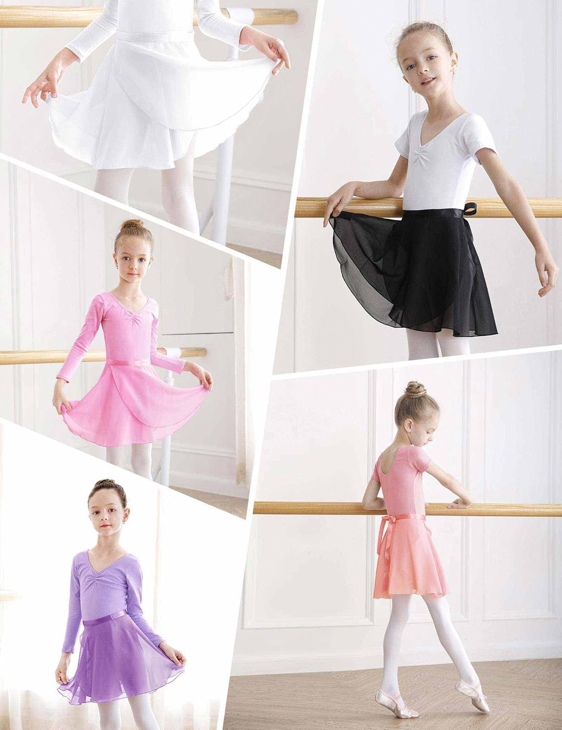 Daydance Black Girls Women Ballet Wrap Skirts Sheer Chiffon Dance Over Scarf for Leotards - Image 5