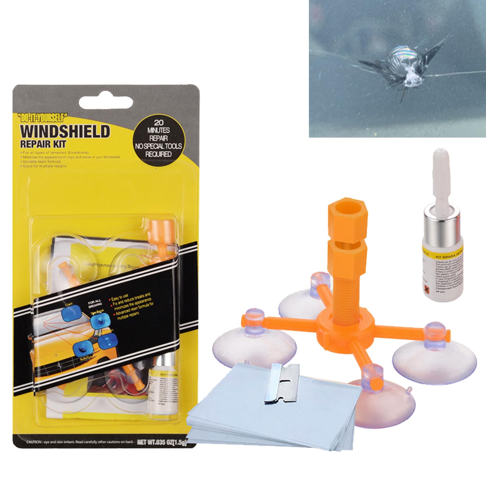 Kit Riparazione Parabrezza Auto,Kit Riparazione Parabrezza per la Riparazione,Kit Ripara Vetro Auto,Kit Riparazione Crepe Vetro,Kit Riparazione Parabrezza Per La Rimozione
