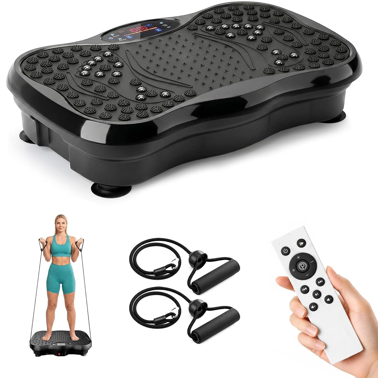 ZTT Vibration Plate Exercise Machine for Lymphatic Drainage, 450lbs | Bluetooth Speakers, Magnetic Massage,99 Speed Levels,2 Resistance Bands, Remote & Touch Control, Anti-slip Feet-picture-20