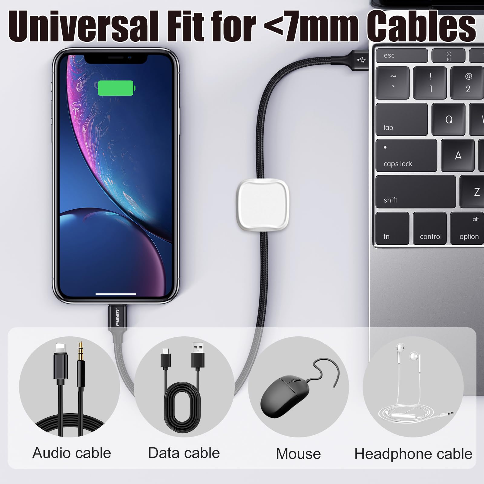 Clip Per Cavi Adesive - 6 Pezzi, Magnetiche, Per Scrivania, Auto | Organizzatore Cavi Senza Residui - Foto 7