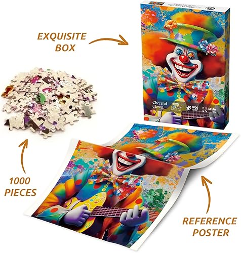 Miniatura 5 de Rompecabezas de payaso de 1000 piezas, divertidos rompecabezas de circo de payaso para adultos, rompecabezas divertido de fantasía colorida para