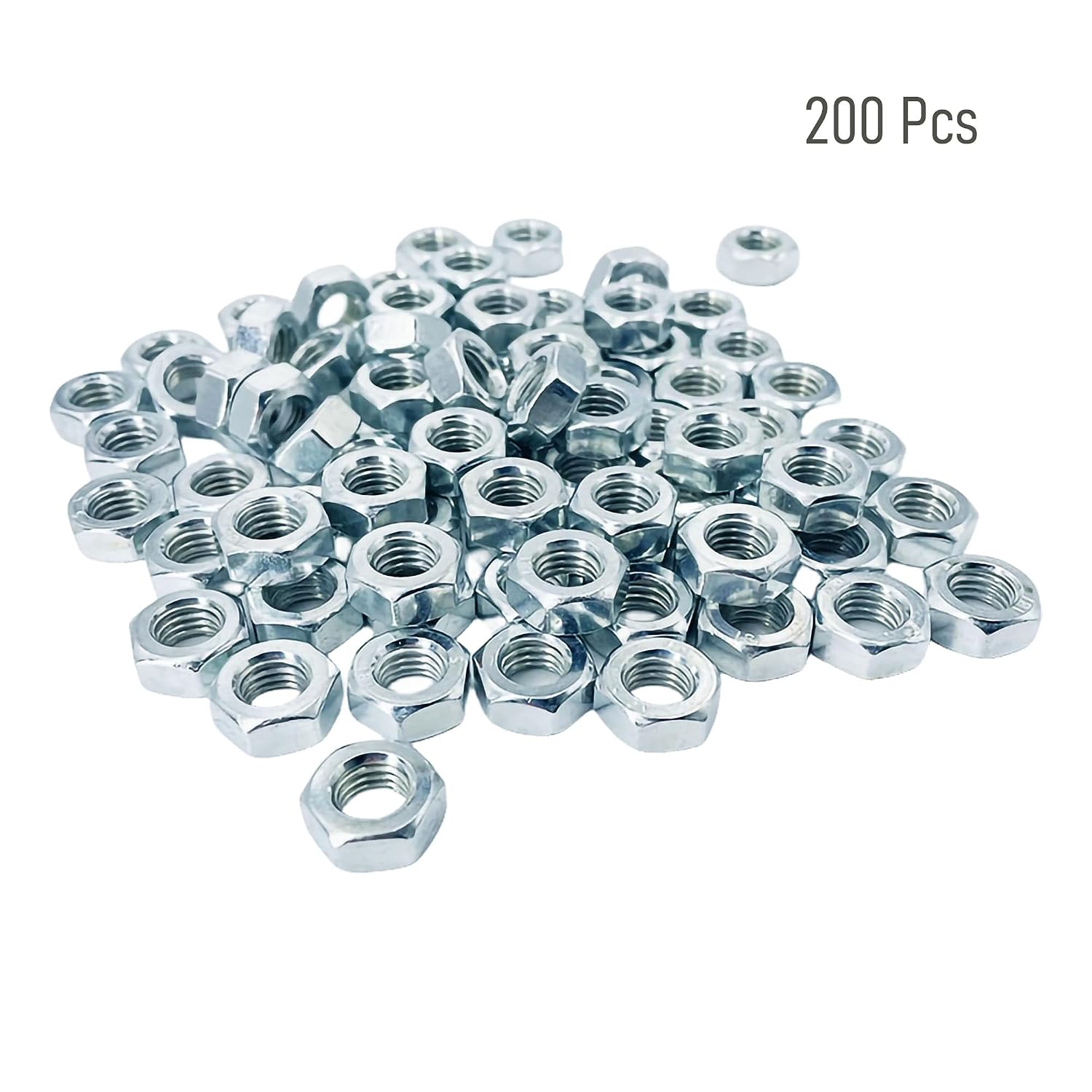 200PCS M2.5-0.45 Hex Nuts, Carbon Steel, Zinc Plated image 3