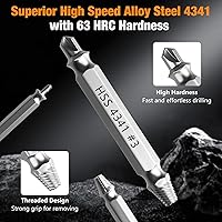 Vista 4 de Nuovoware Juego de Extractor de Tornillos Dañados, 6 Piezas Easy Out Herramientas de Broca para Tornillos Pelados, Tuercas y Pernos, Kit Extractor