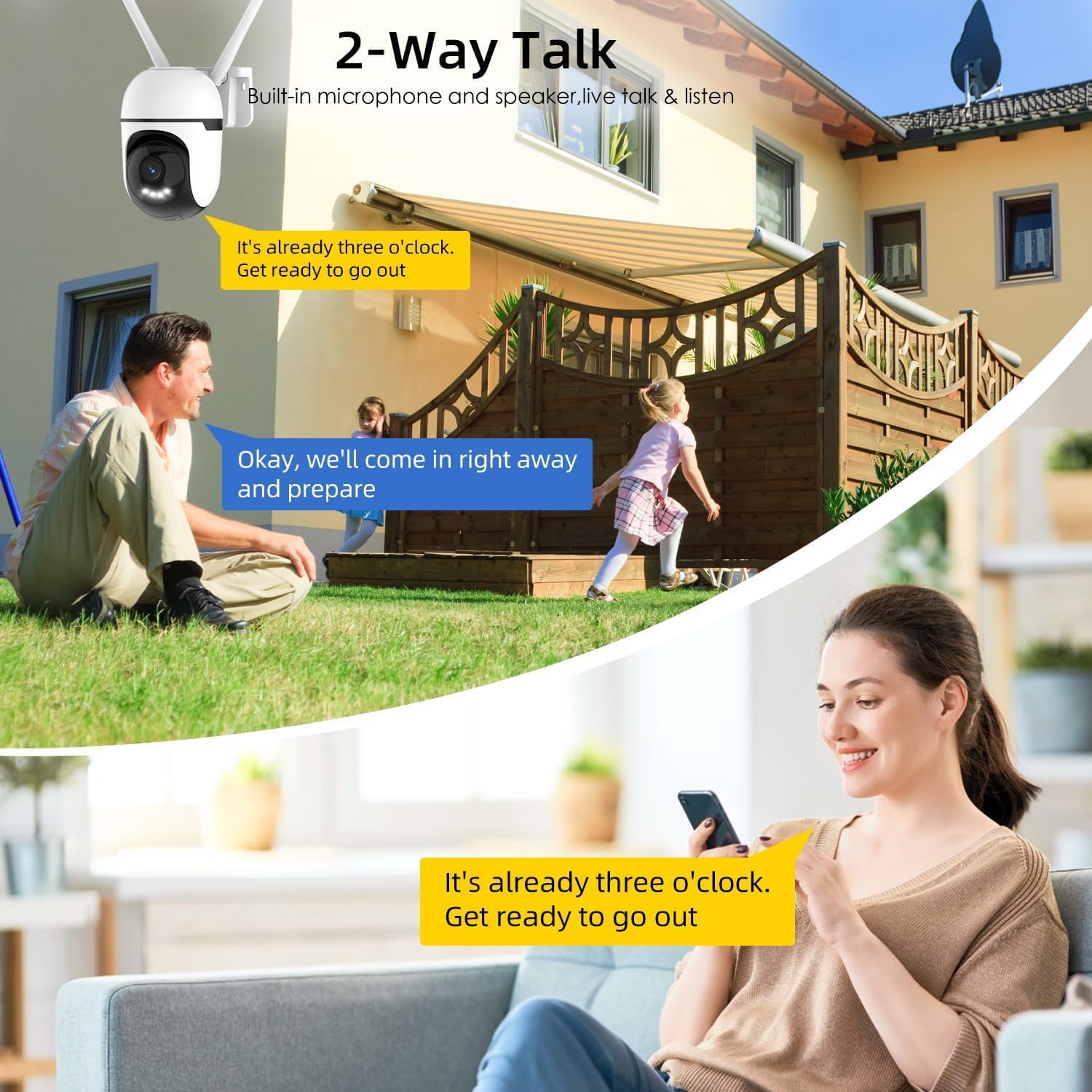 Outdoor Camera, Wired Security Camera Outdoor, Security Camera Outdoor, 5G 24/7 Continuous Recording, SD Card/US-Based Cloud Storage, 2K Color Night Vision, Motion Tracking (white02)