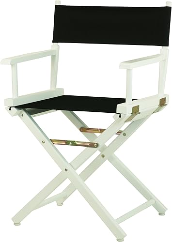 Casual Home - Silla de director de 18.0 in, marco blanco con lona negra