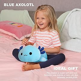 Onsoyours Cute Axolotl Plush, 19 Soft Large Stuffed Animal Salamander Big Plush Pillow, Kawaii Plushie Toy for Kids (Blue Axolotl A, 19)