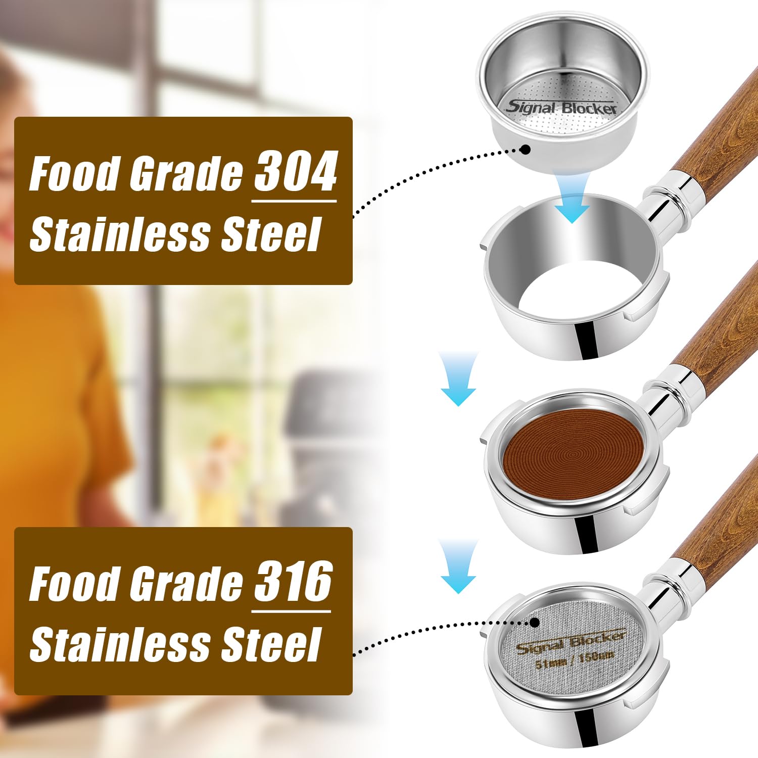 51mm Portafilter Basket Espresso Filter: 2 Cup Coffee Filter Basket Fits Breville and Most Portafilters - Stainless Steel Espresso Machine Accessories Bundle With Puck Screen