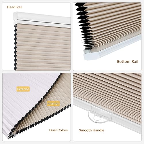 Miniatura 149 de Changshade Persianas celulares opacas de arriba hacia arriba, sin cordones, para ventana de interior, aislamiento térmico, persianas de panal