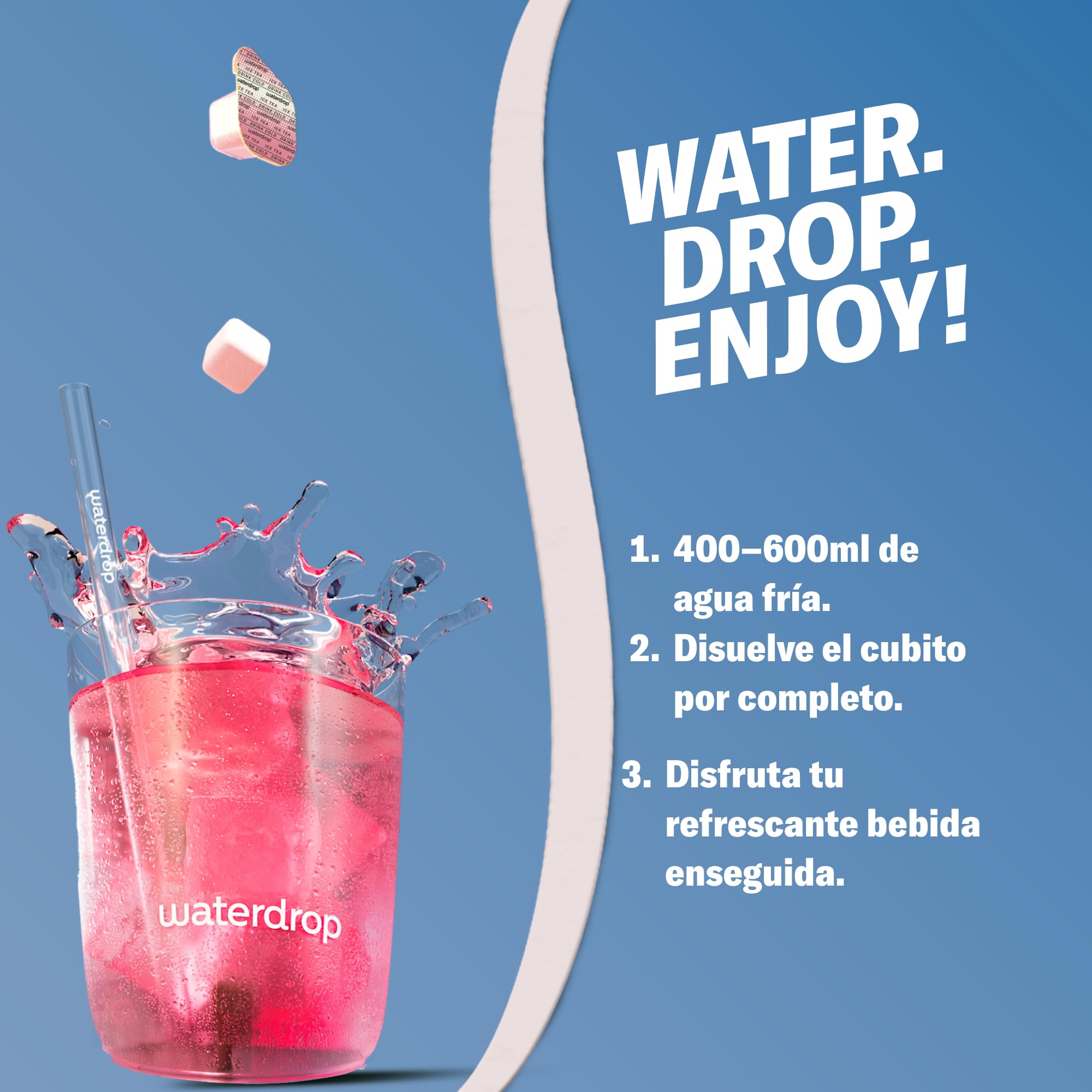 waterdrop® Té Frio Mix, 36 Pastillas Saborizantes Para Agua Sin Azúcar, Te Verde y Negro, 3 Sabores Agua: Melocotón, Limón, Frambuesa, Refresco Instantaneo, Infusiones Variadas Polvo, Ice Tea