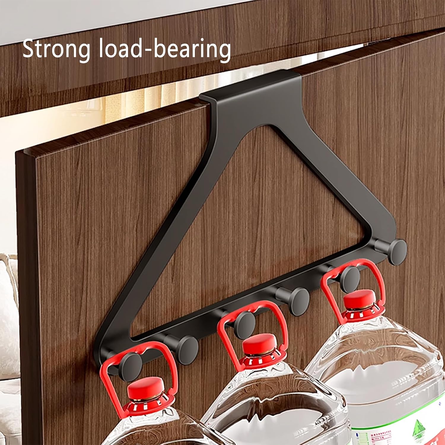 Black Metal Over the Door Hooks,Integrated Triangle Door Hanger | Equipped with 6 hooks, suitable for hanging items such as clothes, hats, hangers, handbags, towels, and keys on the door.