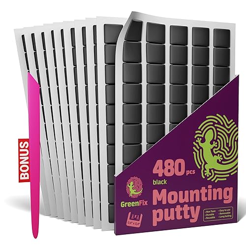 Masilla de montaje negra, 480 unidades, masilla para pósteres para paredes, sin daños, tachuela adhesiva reutilizable extraíble, adhesivo de pared