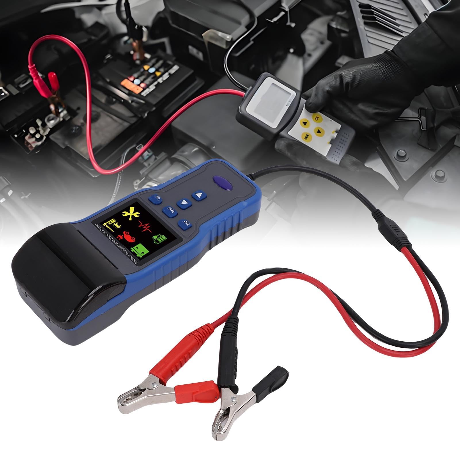 YWBL-WH Tester di Carico Batteria 12V 24V Auto Riconoscimento Analizzatore Batteria Tester di Salute per Veicolo Camion Barca Moto con Stampante 100-2000CCA