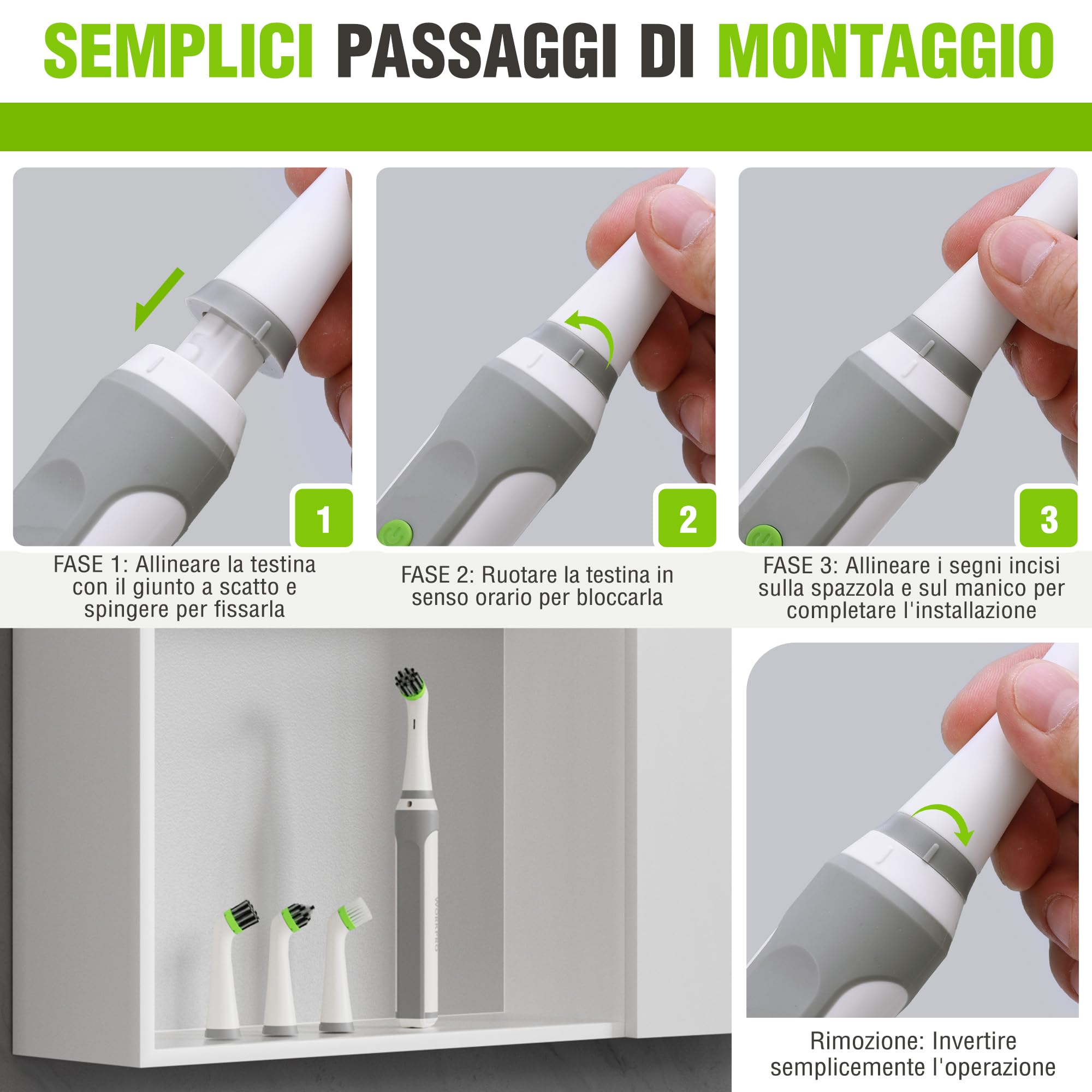 WORKPRO Spazzola Elettrica per la Pulizia per la Casa, 5500RPM, Imppermeabile IPX6 con Cavo di Rica USB-C e Testine Intercambiabili per la Pulizia di Piastrelle,Lavandini e Fughe