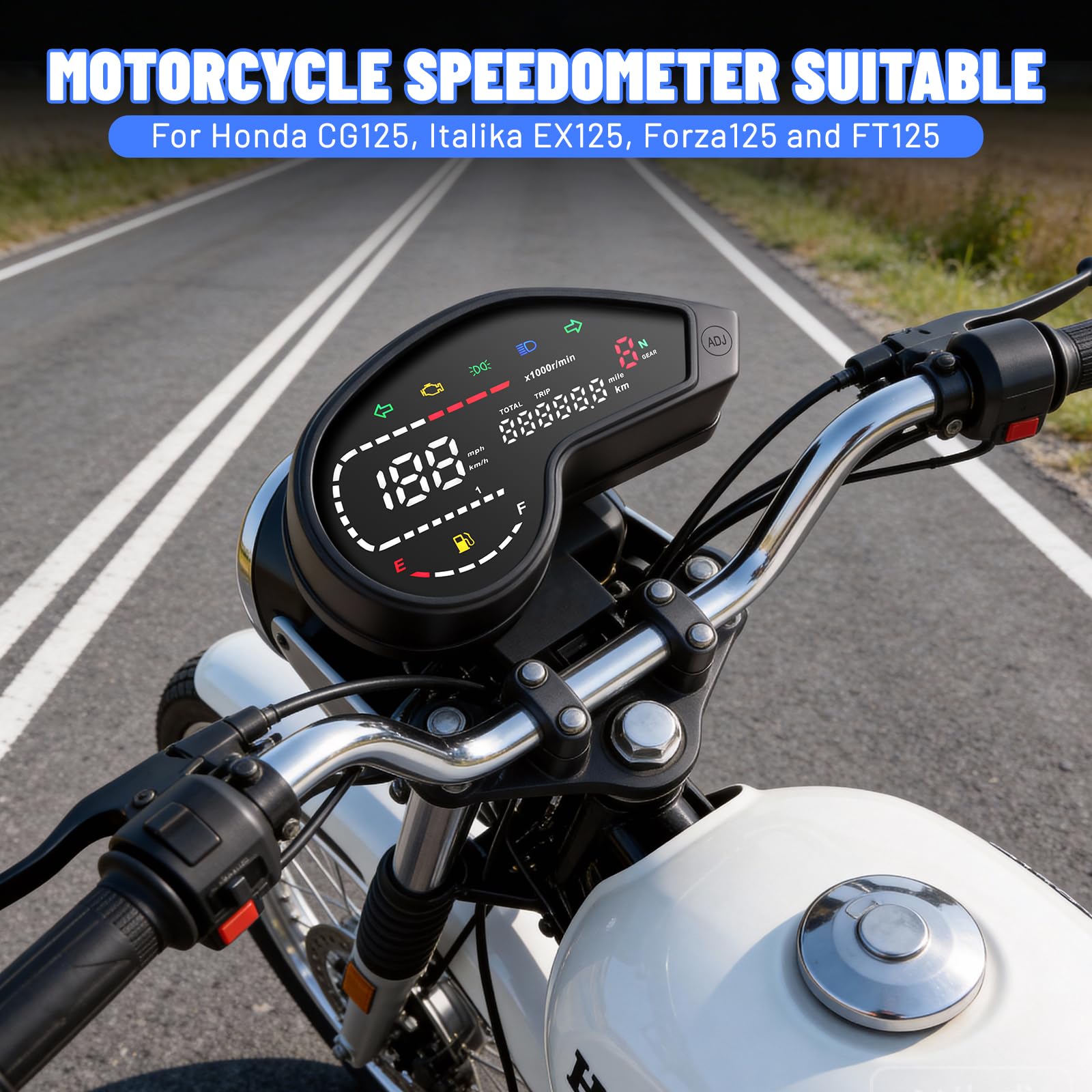 Geloo Tachymètre de moto 10000 tr/min, Compteur Vitesse Moto Rétroéclairage, étanche, jauge pour Honda NXR150 NXR125 Réglage automatique de la luminosité