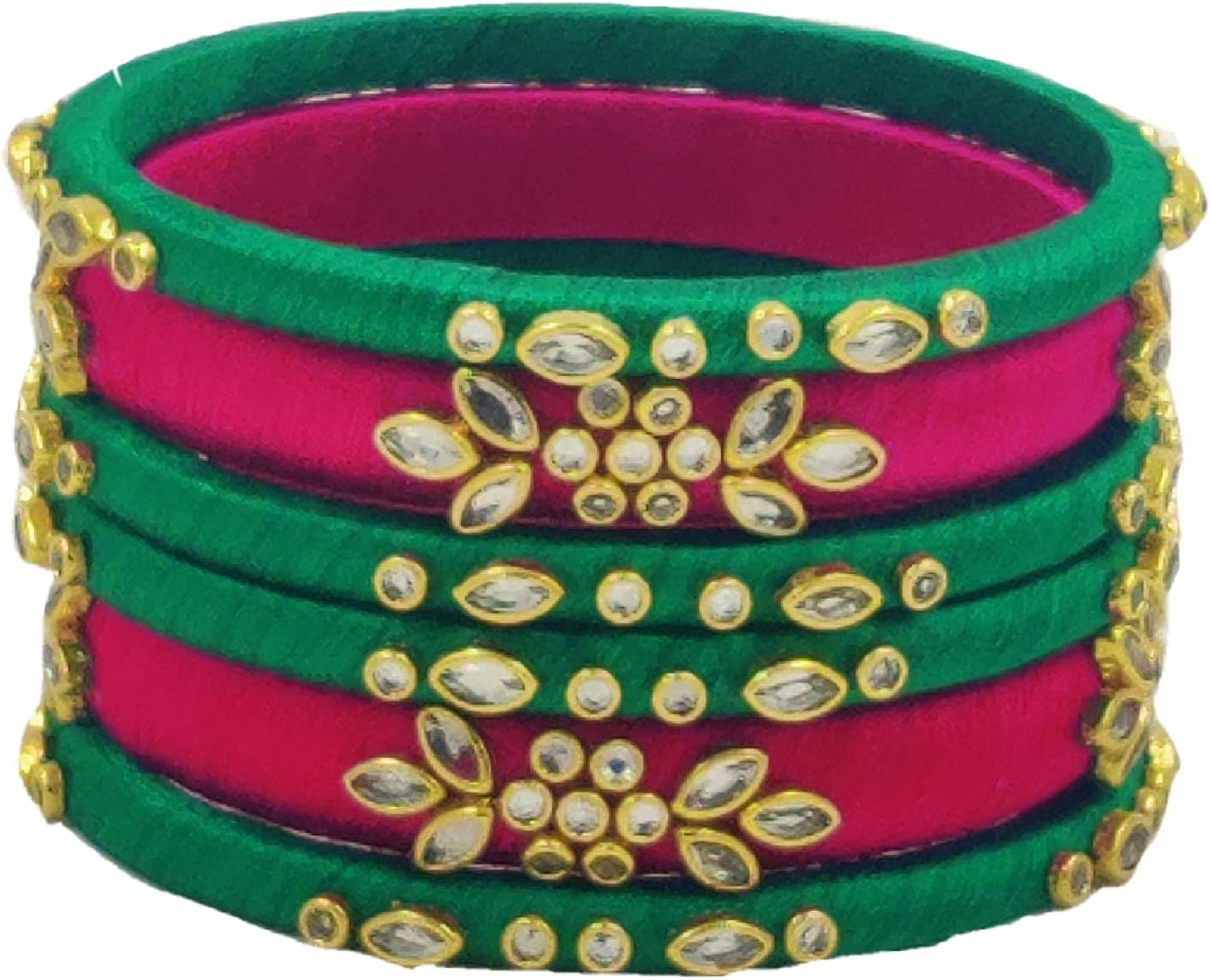 Silk Thread Beautiful & Elegant Kundan Stone Work Fancy Designer Chuda Bangle Sets For Women Kids Girls Babies In Multiple Colors