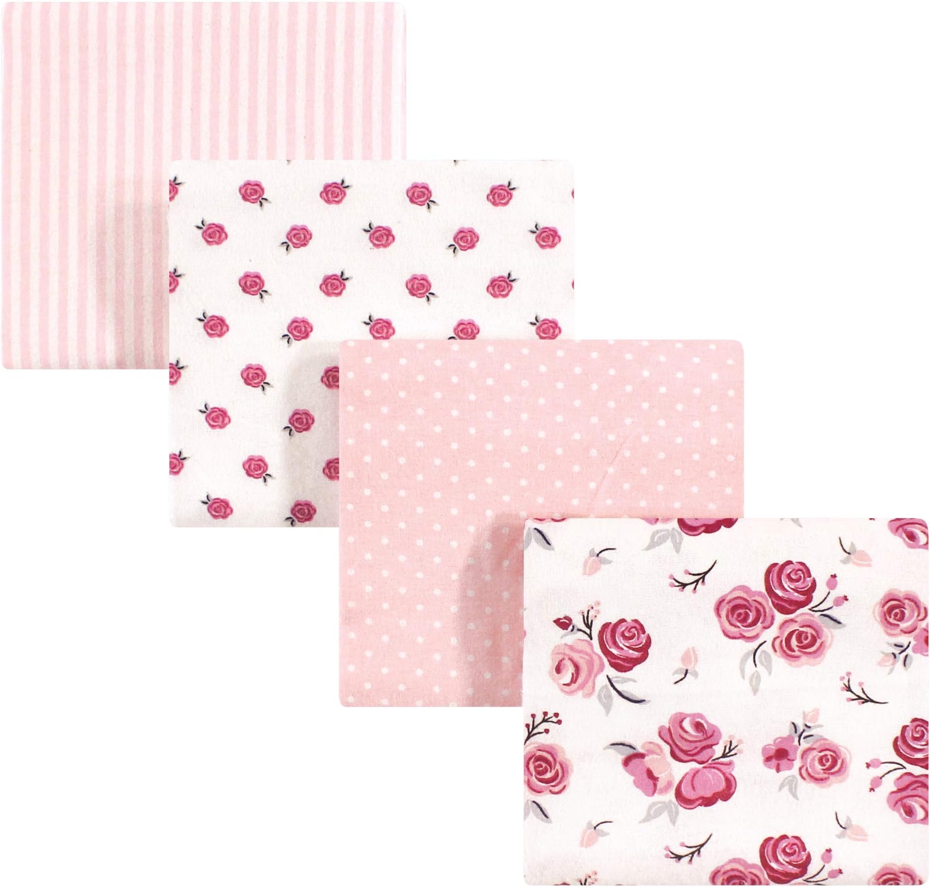 Hudson Baby Unisex Baby Cotton Flannel Receiving Blankets, Rose, One Size