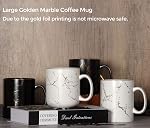 Harebe 22 OZ Grande tasse de café en céramique en marbre noir doré avec poignée, Tasses chaudes oevrisées, Lave-vaisselle Tasse grande capacité pour hommes femmes