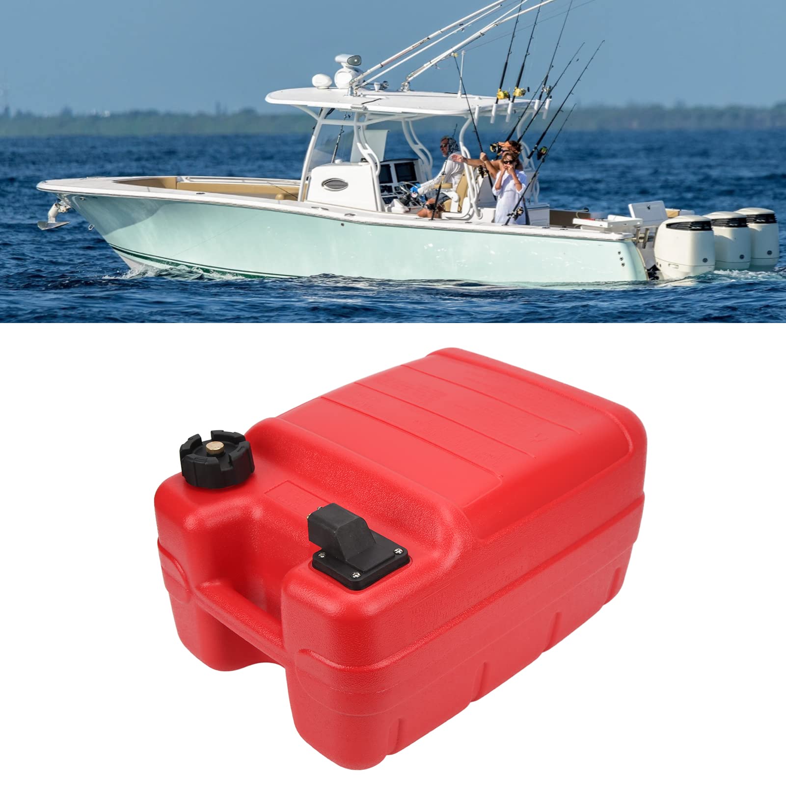 Réservoir de Carburant Marin， Réservoir de Carburant Portatif pour Bateau Marin， Réservoir de Carburant de Bateau en Plastique 24L Réservoir de Carburant Hors-bord Marin Portable avec Conception D'éch