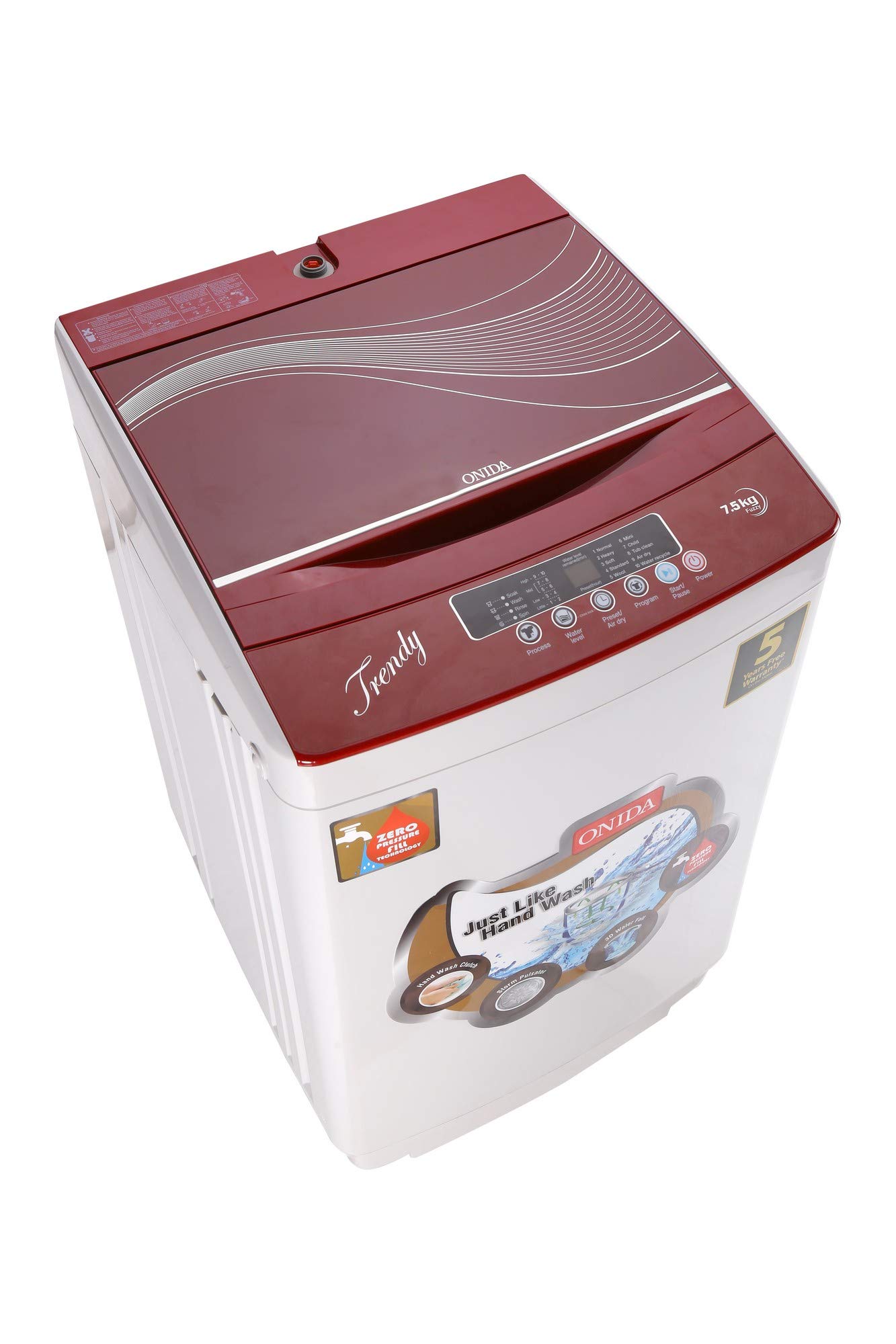 Onida 7.5 kg Fully-Automatic Top Loading Washing Machine (T75TR 