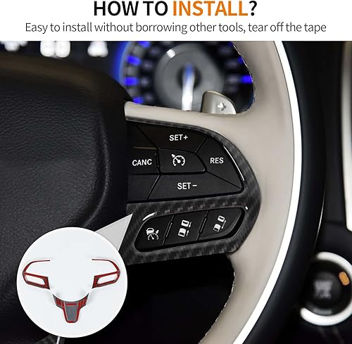 Miniatura 6 de RT-TCZ Para Chrysler 300C Volante Trim Compatible con Chrysler 300C Pacifica 2015 Up Fibra de Carbono Interior Accesorios 3 unids