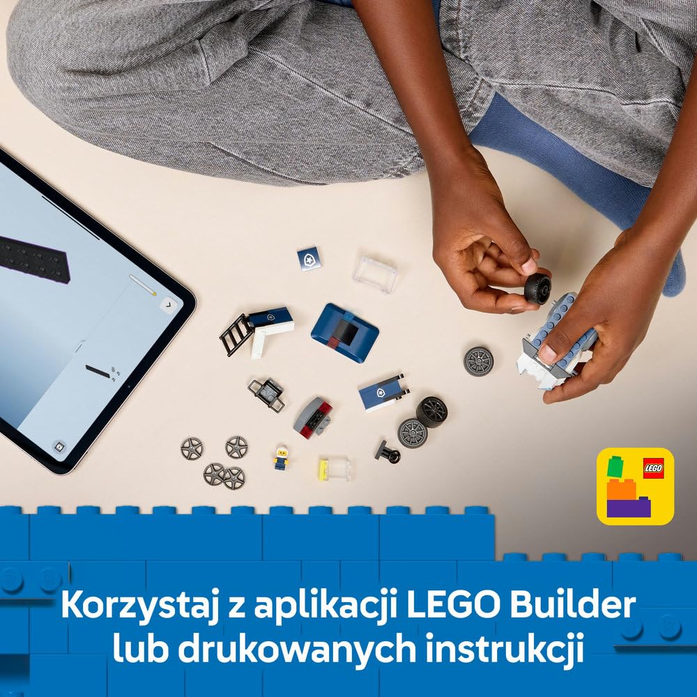 LEGO City Pojazdy — Ciężarówka policyjna, pojazd ratunkowy, zabawka dla dzieci z minifigurką małego policjanta, pomysł na prezent dla 5-latka na urodziny, klocki dla chłopca i dziewczynki 60481