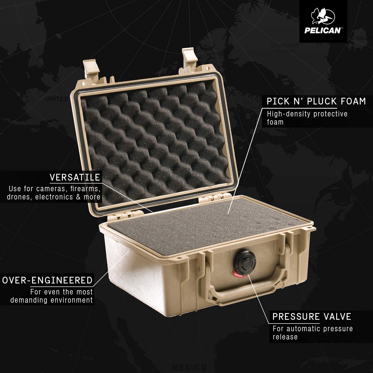 Pelican 1150 Case タン Pelican 1150 Case: Desert Tan, Rugged & Waterproof - ColorCase