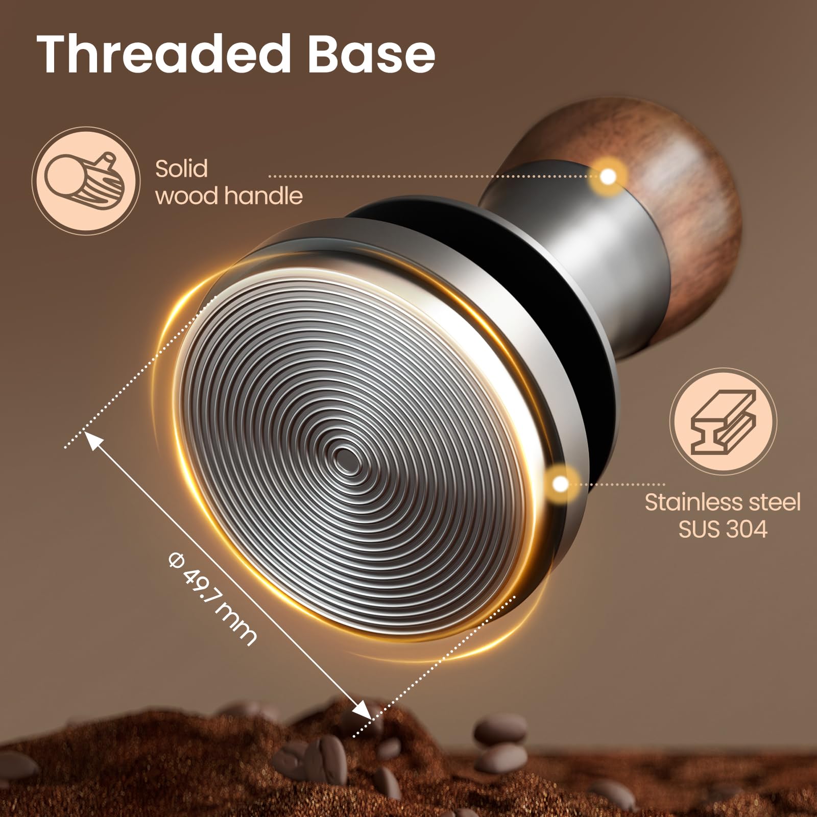 Tamper à Expresso Calibré 58mm Avec 3 Ressorts - Pression Constante 13.6kg, Rétroaction Sonore, Pour Barista