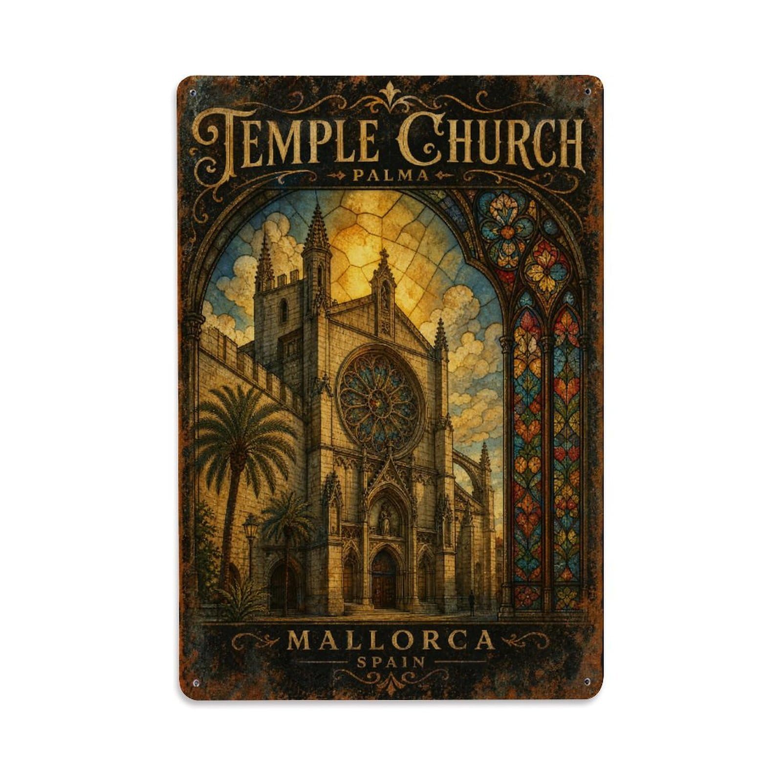 Metal Tin Sign Mallorca Spain Vintage Travel