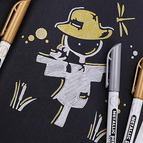 Miniatura 7 de Juego de rotuladores acrílicos permanentes metálicos dorados y plateados, 12 rotuladores impermeables para pintura acrílica metálica para resina