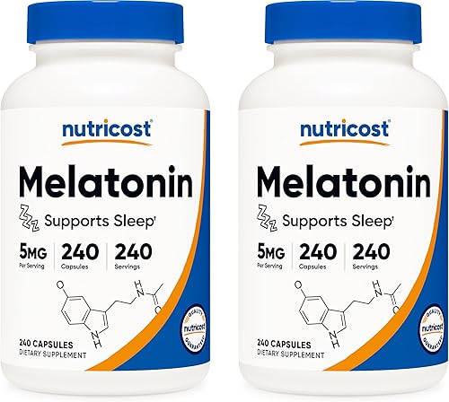 Miniatura 6 de Nutricost Melatonina 5 mg 240 cápsulas - 5 mg por porción sin OMG sin gluten