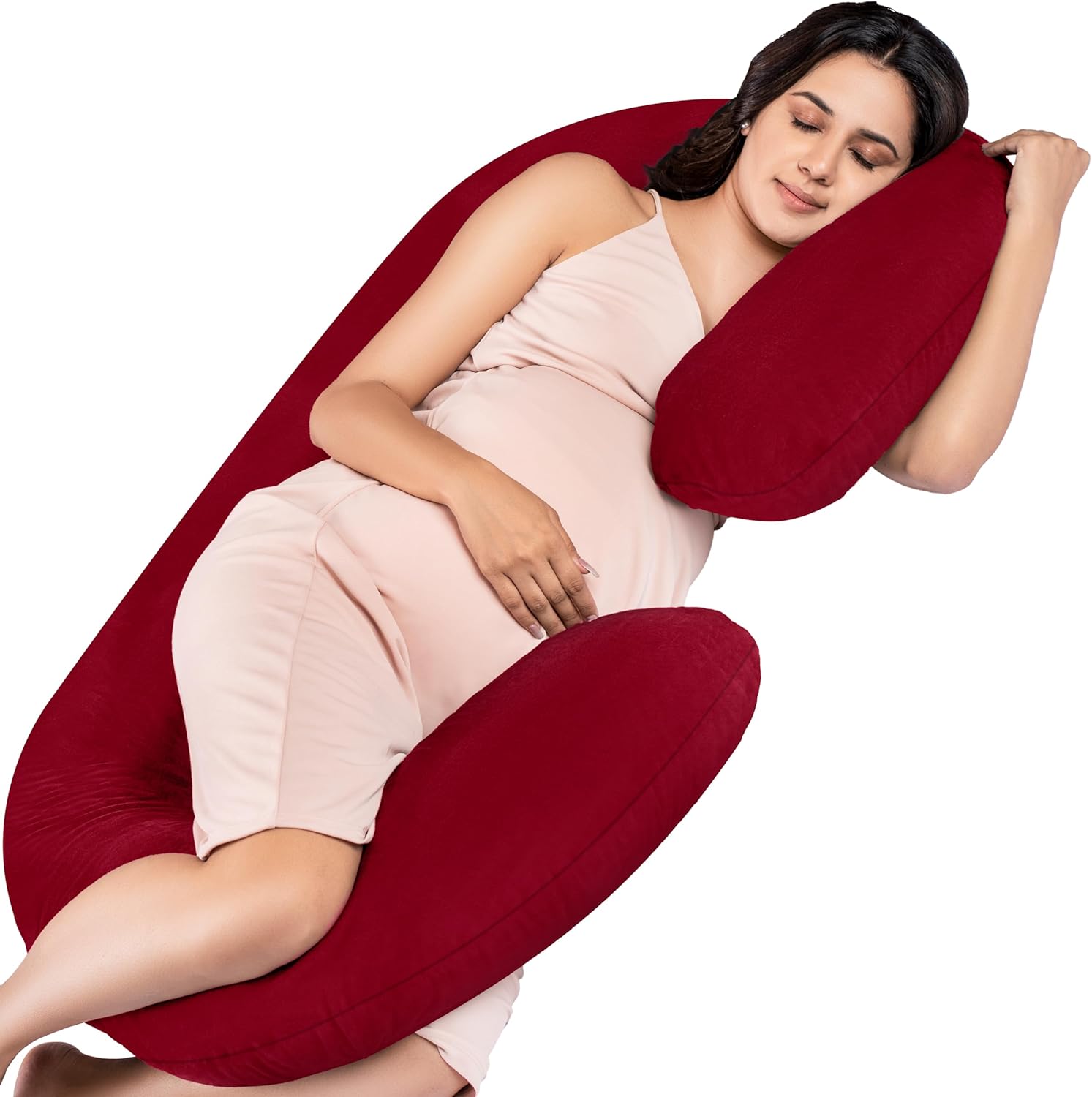 Pregnancy Pillow C Shape Full Body Maternity Nursing Pillow Support Cushion for Abdomen Hip Spine Neck Head Outer Cover