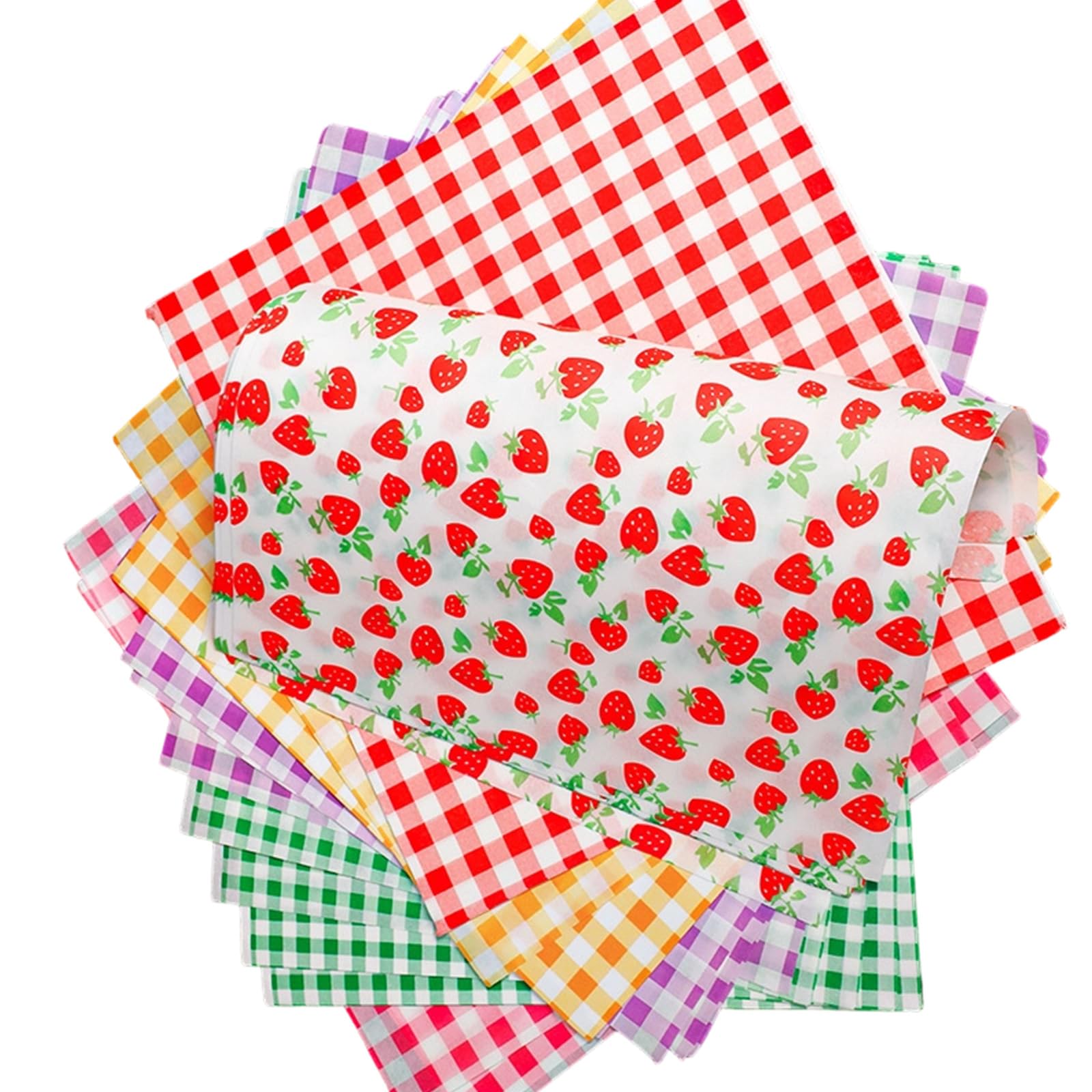 Fazvncv 600 Piece 18Cm Assorted Color Greaseproof Wax Paper Sheet Checkered Paper Food Basket Liners for Baking Decorating and Dining Use Plaids Food Basket Liners