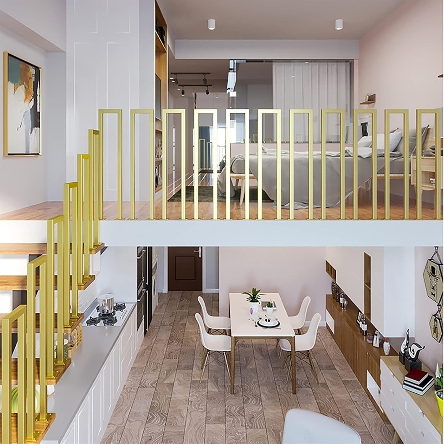 U-Shaped Staircase Handrail, Indoor Outdoor Banisters Safety Non-Slip Steps Stairs Square Railing, Loft Porch Deck Iron Banister, 35-100cm (Size : 35cm)