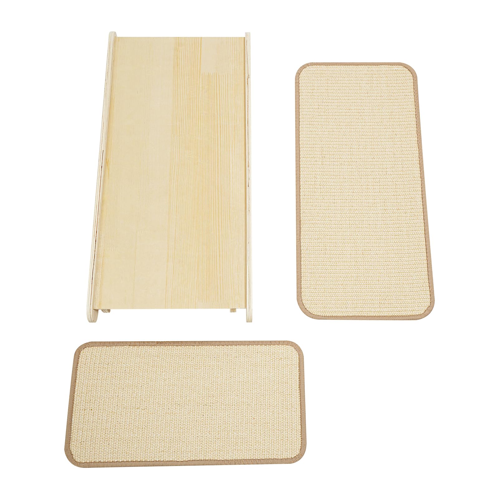 Tabla rascador para gatos de primera calidad, triangular, sisal natural y madera maciza, diseño inclinado para un cuidado saludable de las uñas, arañazos montados en el suelo, tabla rascador