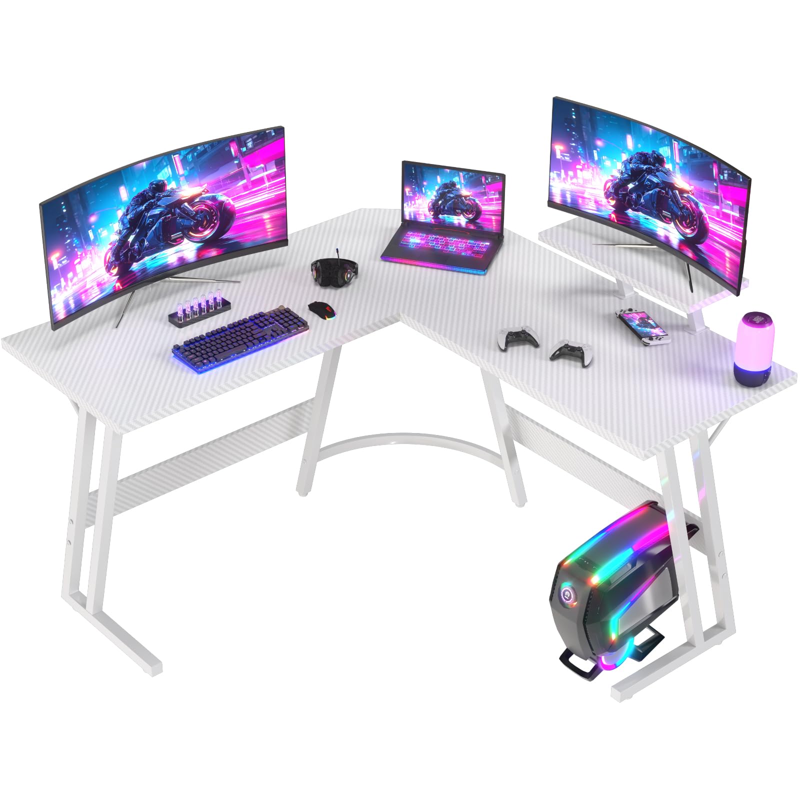 JUMMICO Bureau de jeu en L 120x120cm pour Adultes - Polyvalent (Jeu/Travail/Étude) - Stabilité Maximale & Nettoyage Faci