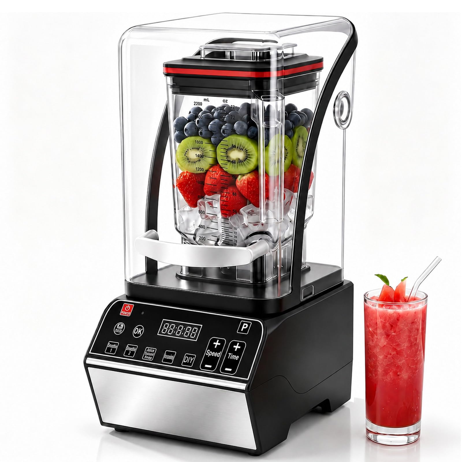Shumiao Multicolor Commercial Quiet Blender With 46000 Rpm, 6 Presets, 80 Oz Pitcher
