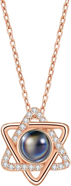 T400 925 Sterling Silver I Love You Necklace 100 Languages Projection Pendant Necklace,Love Gift 15.7"+1.2" Chain